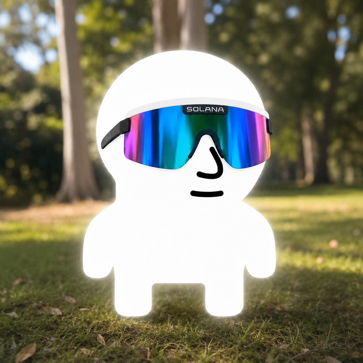 Moglet standing proud in the park with his Solana sunglasses